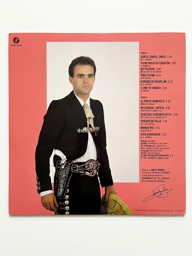 Contraportada del LP Canta, canta, canta de Juancho Ruiz El Charro