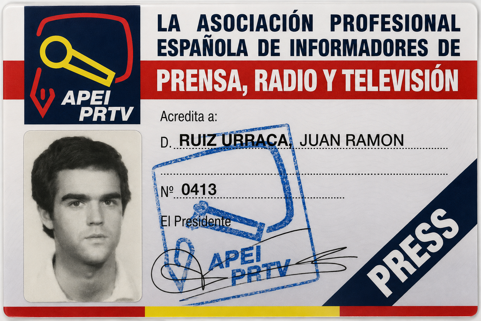 Carnet profesional de prensa de Juan Ramón Ruiz Urraca