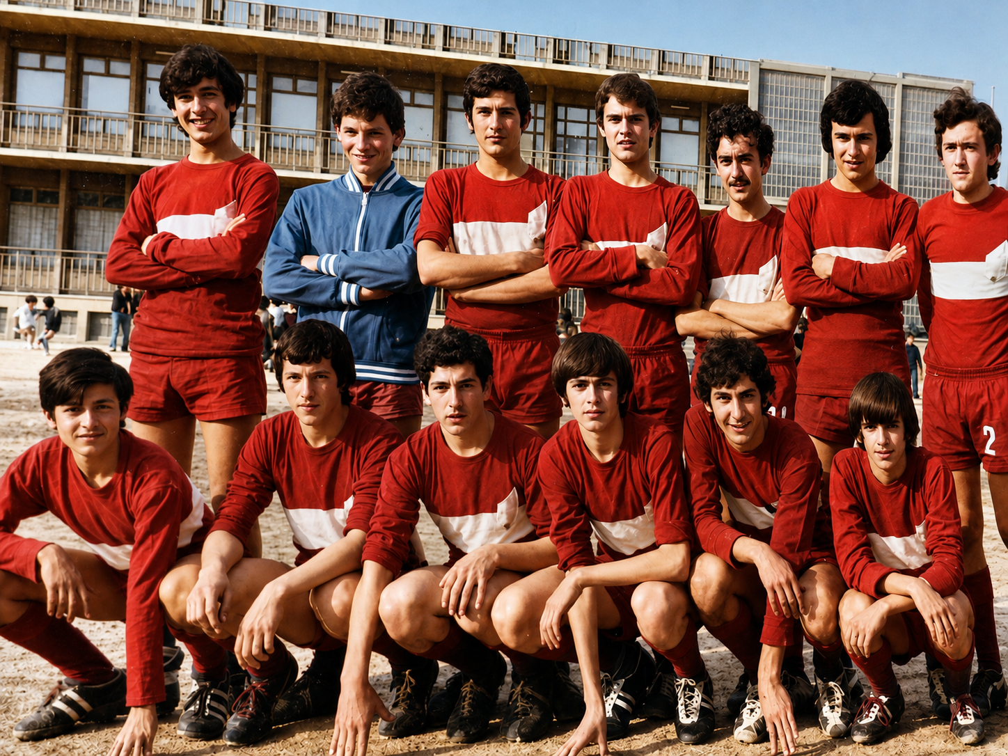 Juancho Ruiz El Charro jugando al fútbol con sus compañeros del Colegio Loyola