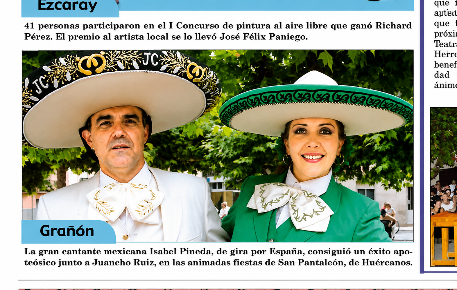Recorte de prensa sobre Isabel Pineda y Juancho Ruiz El Charro