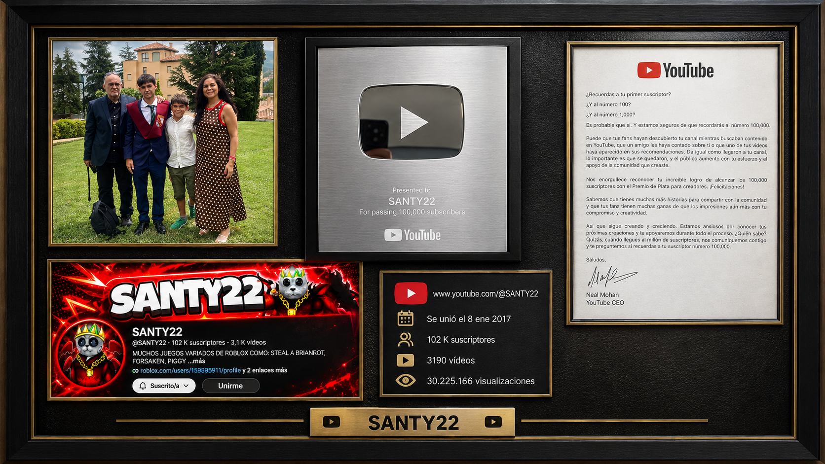 Santy Ruiz junto a su familia