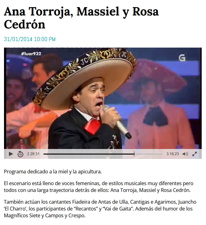 Juancho Ruiz El Charro en Luar de Televisión de Galicia junto a Ana Torroja, Massiel y Rosa Cedrón