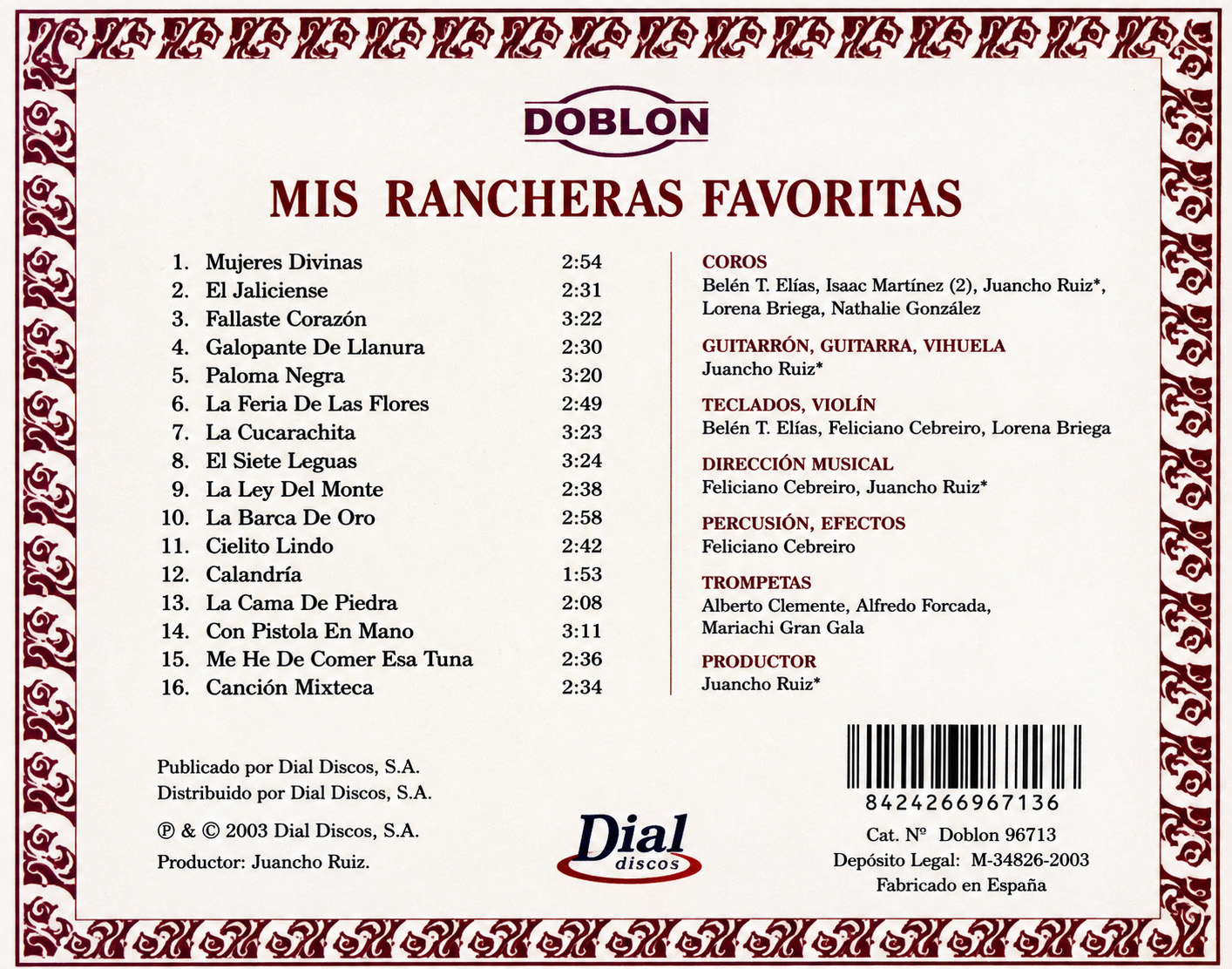Contraportada Mis Rancheras Favoritas